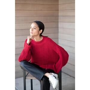NWT Marcella NYC Women Audrey Red Chunky Knit Oversized Sweater Size 3X XXXL